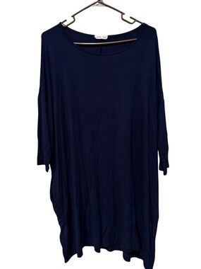 Relaxed Navy Scoop-Neck Midi Dress - Casual Everyday